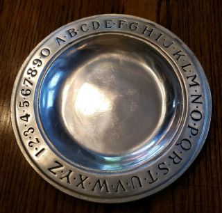 Vintage Wilton Pewter Plate With Alphabet Numbers 9 3/8 " Columbia Pa