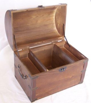 Large Wooden Treasure Chest Storage Box W Shelf Old Looking S 001 Dentist Prizes