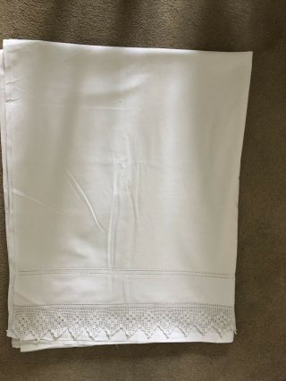 Vintage Full Sized Bed Sheet With Hand Made Edging