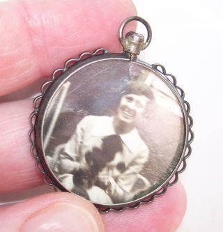 Large Round Antique Victorian Solid Silver Double Sided Photo Locket Pendant