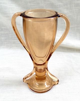 Vintage/antique Fostoria Glass Trophy Tut Vase - Egyptian Revival - Peach