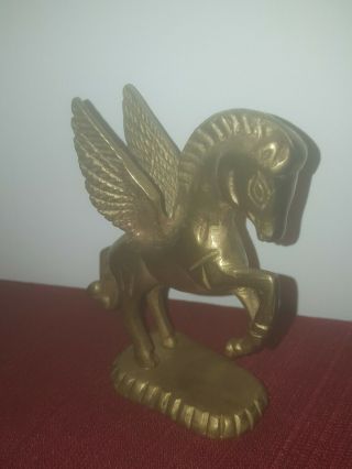 Vintage Solid Brass Pegasus Winged Flying Horse Figure Desk Paperweight