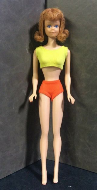 Vintage Midge Barbie Titian Red Hair With Two Piece Swimsuit.