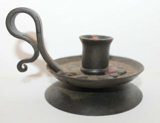 Antique Farm House Cast Iron Blacksmith Forged Candle Stick Holder Finger Carry