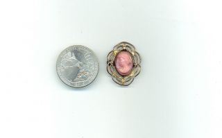 Antique Pink Glass Cameo Pin