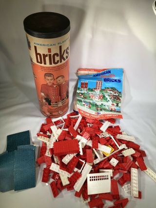 Vintage American Plastic Bricks Building Blocks Halsam Products 291 Pc Set 725