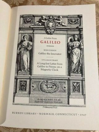 A Letter from Galileo SIGNED Antique Book Bern Dibner Galileo the Innovator 1967 2