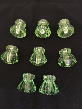 8 Antique Green Depression Glass Spice Other Cabinet Knobs Pulls