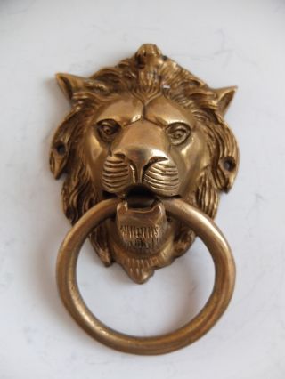 Vintage Antique Style Hand Made Gold Color Solid Brass Lion Door Knocker
