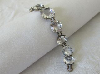 Vintage Antique Art Deco Cut Rock Crystal Graduated Riviere Bracelet 2