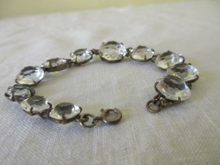 Vintage Antique Art Deco Cut Rock Crystal Graduated Riviere Bracelet 4
