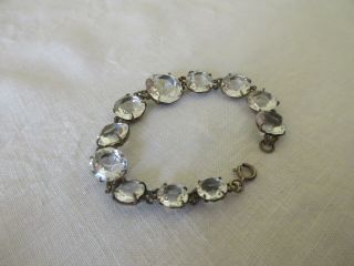 Vintage Antique Art Deco Cut Rock Crystal Graduated Riviere Bracelet 5
