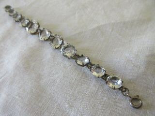 Vintage Antique Art Deco Cut Rock Crystal Graduated Riviere Bracelet 7
