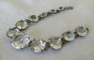 Vintage Antique Art Deco Cut Rock Crystal Graduated Riviere Bracelet 8