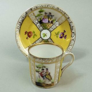 Antique Dresden Porcelain Miniature Cabinet Cup & Saucer C.  1880