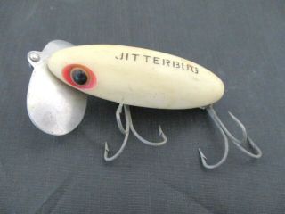 Vintage Patented Fred Arbogast Fishing Lure White Jitterbug