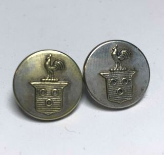 Vtg Antique X 2 Buttons Tiffany & Co Crested Armorial Silver Livery Heraldry Old