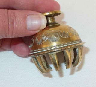 Small Vintage Engraved 2 " / 5 Cm Brass Claw Bell Temple Prayer Chime