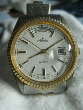 Vintage Itraco 6 Jewel Swiss Made Automatic Watch - Needs Battery
