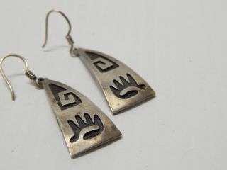 Antique Vintage Mexican Sterling Silver Dangler Earrings Mexico - Solid,