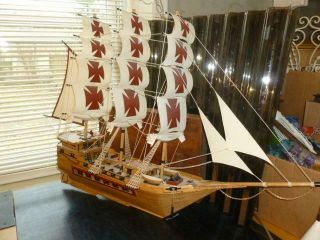Hand Crafted Model Wooden Matchstick Old World 31 " Sailing Ship Louann 