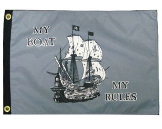12 " X18 " Nautical: " My Boat My Rules " Pirate Flag