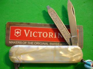 NTSA SWISS ARMY VICTORINOX POCKET KNIFE MOTHER OF PEARL/CRACKED ICE CLASSIC 2