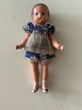 Vintage - Effanbee Wee Patsy Composition Doll - 1930’s - Bloomer Outfit - 6”