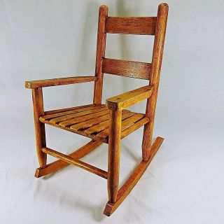 Vintage Childs Rocking Chair Solid Wood Crafted 1960 Era