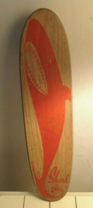 Vintage 1960s Nash Sidewalk Surfboards Red Shark Wooden Metal Skate Board Week