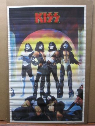 Vintage Poster Kiss Group Rock Heavy Metal 1977 Inv G2912