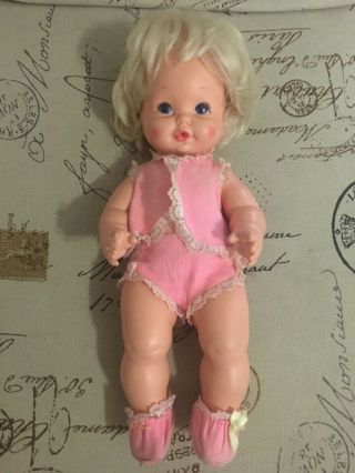 Vintage 1969 Mattel Baby Tender Love Baby Doll - Drinks & Wets Outfit