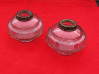Matching Victorian Antique Glass Drop In Oil Lamp Reservoirs Optic Fonts