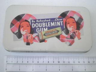 Wrigley`s Doublemint Chewing Gum Vintage Retro Metal Case,  Tin Box Usa,  Collectibl