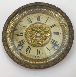 Antique Seth Thomas Mantel Clock Dial And Bezel With Beveled Glass