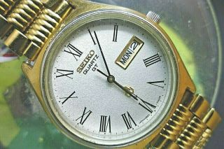 Mens Gold 36mm Seiko Qt 9j 0823 - 7000 1975 Vintage Quartz Watch