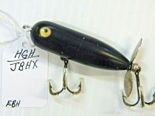 Vintage HEDDON Baby Torpedo All Black with Golden Eyes Topwater Fishing Lure 2