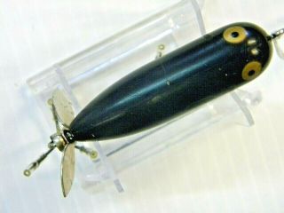 Vintage HEDDON Baby Torpedo All Black with Golden Eyes Topwater Fishing Lure 3