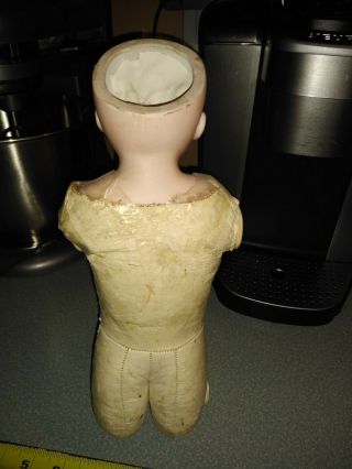 VINTAGE DOLL GERMAN BISQUE HEAD,  LEATHER BODY Part ' s 5