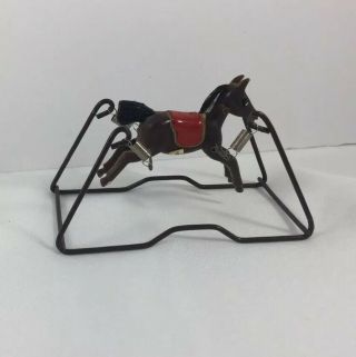 Vintage Dollhouse Miniature Rocking Horse On Metal Frame With Springs