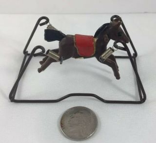 Vintage Dollhouse Miniature Rocking Horse On Metal Frame With Springs 5