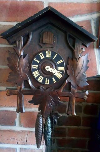 Antique 30hr 14 " Tall Black Forest Cuckoo Clock - (see Youtube Video)