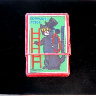 Antique Vintage Schwarzer Peter Black Cat German Old Maid Card Game