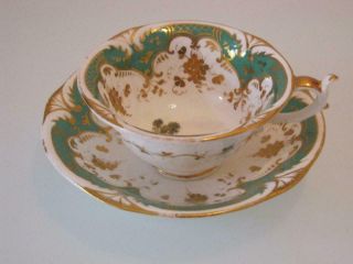 Stunning Antique Rockingham Porcelain Cup & Saucer Duo