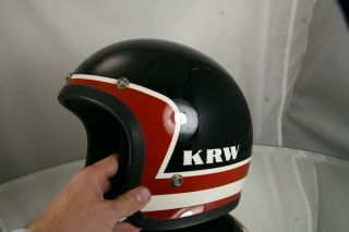 Vintage Krw Model 2500 Vintage Motorcycle Helmet Black Red White Vintage 1977