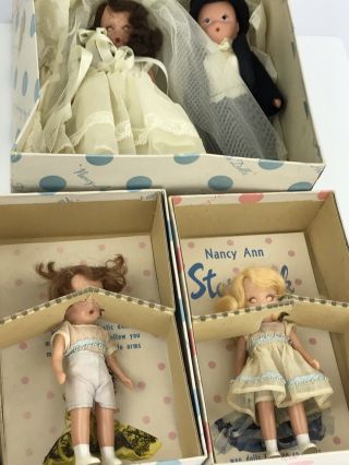 Vintage Nancy Ann Storybook 86 Bridal Series Bride Groom Ring Flower Girl Boxes
