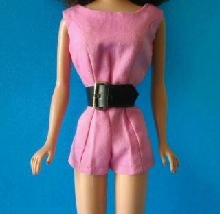 Vintage Barbie Fashion Pak Pink Scoop Neck Playsuit & Wide Black Belt (1962) Exc