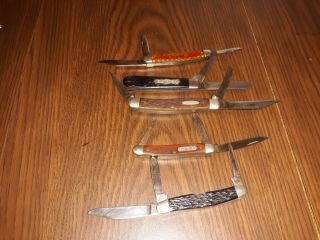 5 VINTAGE POCKET KNIFES.  CAMILLUS,  SPENCER BARTLETT,  PURINA.  2 ULSTER. 2