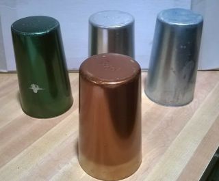 4 Vintage Bascal Multi - Pal Color Aluminum Tumblers Made In Italy