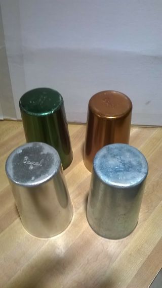 4 Vintage Bascal Multi - pal Color Aluminum Tumblers made in Italy 2